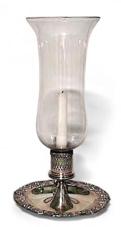 Pair of English Victorian Silver Plate Candlesticks with Hurricane Shades - 4199721