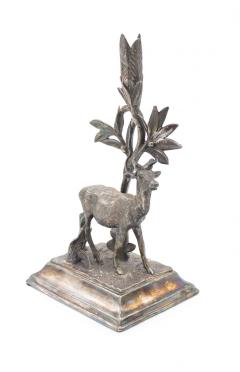 Pair of English Victorian Silver Plate Deer Candlesticks - 4200500