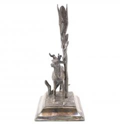 Pair of English Victorian Silver Plate Deer Candlesticks - 4200501