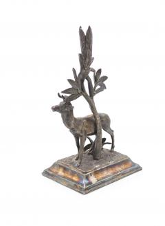Pair of English Victorian Silver Plate Deer Candlesticks - 4200502
