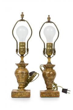 Pair of English Victorian Small Giltwood Table Lamps - 4668060