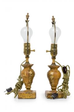 Pair of English Victorian Small Giltwood Table Lamps - 4668063