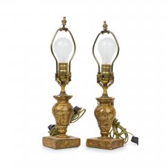 Pair of English Victorian Small Giltwood Table Lamps - 4729307