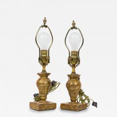Pair of English Victorian Small Giltwood Table Lamps - 4729321