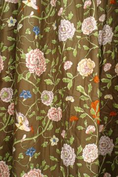 Pair of English Victorian Style Cotton Drapes with Flowering Drapes - 4655573