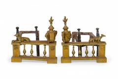 Pair of English Victorian Style Flame and Urn Finial and Greyhound Figure Andiro - 4656341