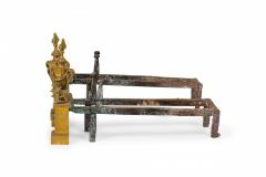 Pair of English Victorian Style Flame and Urn Finial and Greyhound Figure Andiro - 4656342