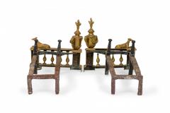 Pair of English Victorian Style Flame and Urn Finial and Greyhound Figure Andiro - 4656344