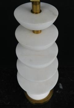 Pair of English brass and alabaster positano lamps by Vaughn London - 2130428