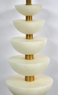 Pair of English brass and alabaster positano lamps by Vaughn London - 2130430
