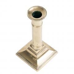 Pair of English cast brass columnar candle sticks on a square base 1810 - 2324484