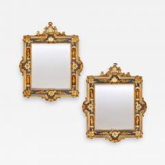 Pair of English gilt bronze and ebonised wood mirrors - 3347868