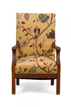 Pair of English oak Arts Crafts Floral Upholstered Armchairs - 4655340