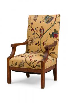 Pair of English oak Arts Crafts Floral Upholstered Armchairs - 4655341