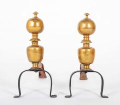 Pair of English or European Brass Andirons - 4002636