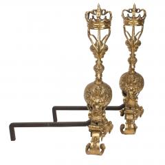 Pair of Enormous Armorial Andirons England Circa 1820 - 1734806