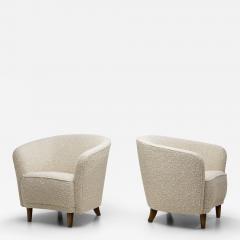 Pair of Enveloping Cabinetmaker Armchairs in Boucl Europe Mid 20th Century - 3794816