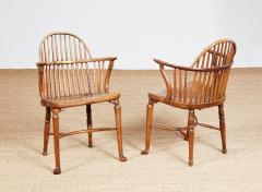 Pair of Estate Made Yew and Elm Windsor Armchairs - 3936705