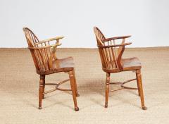 Pair of Estate Made Yew and Elm Windsor Armchairs - 3936708