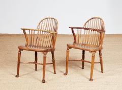 Pair of Estate Made Yew and Elm Windsor Armchairs - 3936714