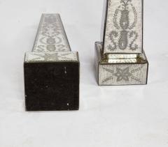 Pair of Etched Mirrored Obelisks - 4363949