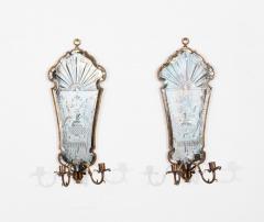 Pair of Etched Venetian Mirror Sconces - 4559329
