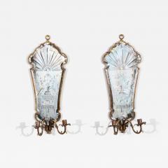 Pair of Etched Venetian Mirror Sconces - 4559330