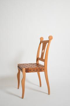 Pair of Etruscan oak and leather chairs 1970s  - 4695705