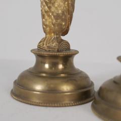 Pair of European Jugend Owl Figurine Candle Holders in Bronze Late 19th Century - 4597276