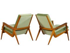 Pair of European Oak Vintage Mid Century Modern Lounge Chairs - 1993640