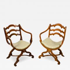 Pair of European Walnut Gondola Chairs - 3801082