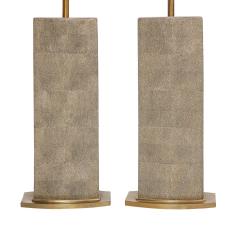 Pair of Exceptional Table Lamps in Shagreen and Bronze 1970s - 2307199