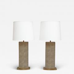 Pair of Exceptional Table Lamps in Shagreen and Bronze 1970s - 2308829