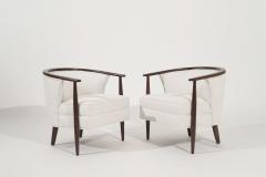 Pair of Exposed Walnut Framework Barrel Lounge Chairs C 1960s - 3076807