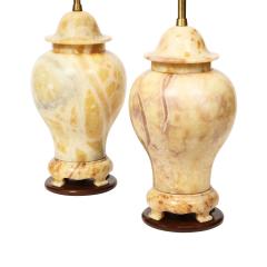 Pair of Exquisite Marble Ginger Jar Table Lamps 1960s - 2381045