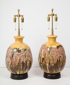 Pair of Extra Large Italian Volcanic Glazed Ceramic Lamps - 1039023