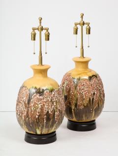 Pair of Extra Large Italian Volcanic Glazed Ceramic Lamps - 1039024