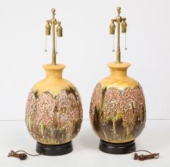 Pair of Extra Large Italian Volcanic Glazed Ceramic Lamps - 1039025