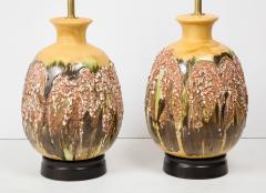 Pair of Extra Large Italian Volcanic Glazed Ceramic Lamps - 1039026