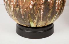 Pair of Extra Large Italian Volcanic Glazed Ceramic Lamps - 1039031