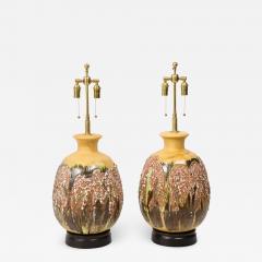 Pair of Extra Large Italian Volcanic Glazed Ceramic Lamps - 1039821