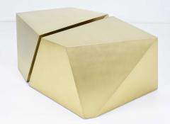 Pair of Faceted Cocktail Tables in Satin Gold Finish - 1542192