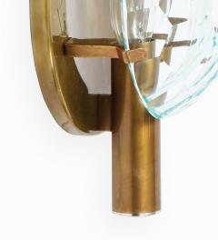 Pair of Faceted Crystal and Brass Sconces - 1557159
