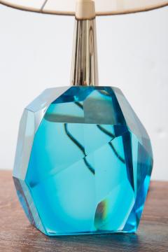 Pair of Faceted Murano Translucent Turquoise Glass Table Lamps in Stock - 4382904