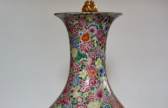 Pair of Familie Rose Porcelain Lamps - 2653190