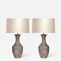 Pair of Familie Rose Porcelain Lamps - 2669895