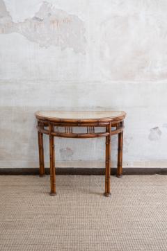 Pair of Faux Bamboo Demi Lune Consoles 1970s - 4736797