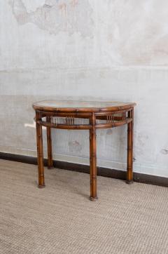 Pair of Faux Bamboo Demi Lune Consoles 1970s - 4736848