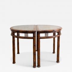 Pair of Faux Bamboo Demi Lune Consoles 1970s - 4760143