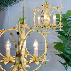Pair of Faux Bamboo Pagoda Chandeliers Italy 1950s - 3040283